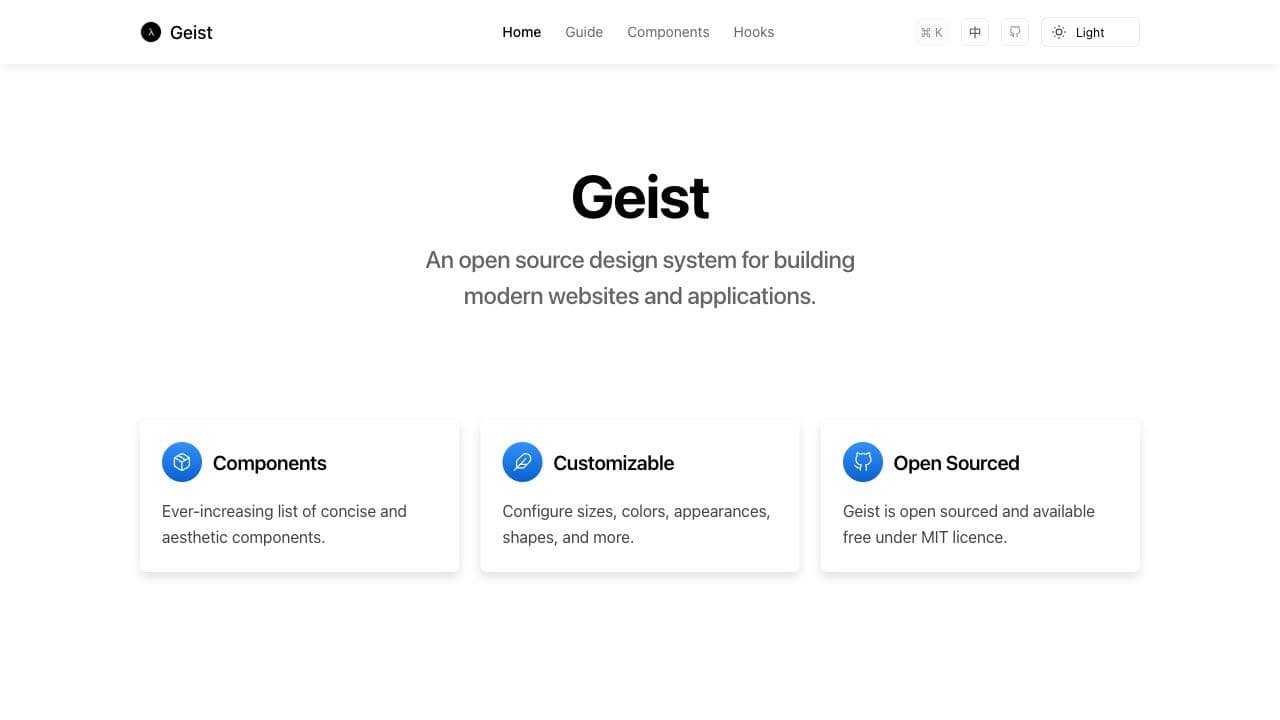 Screenshot of Geist UI